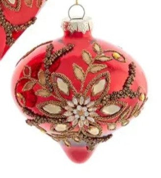 Red/Gold Jeweled Ornament-BALL, ONION, FINIAL