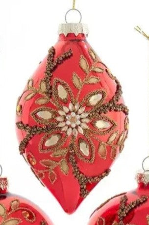 Red/Gold Jeweled Ornament-BALL, ONION, FINIAL