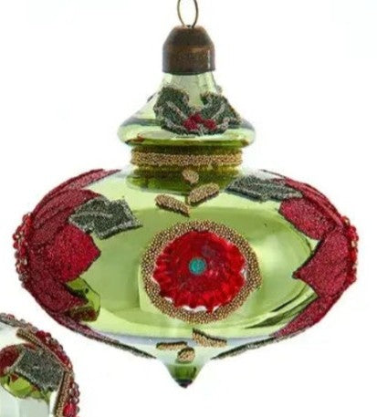 Glass Reflector Finial Ornaments-GREEN, RED