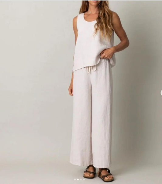 PJ Harlow Finley Linen Crop Pant-Cream