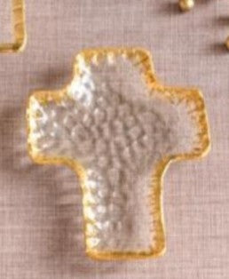 Gold Edge Cross Tidbit Tray- Small, Large