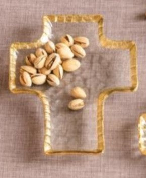 Gold Edge Cross Tidbit Tray- Small, Large