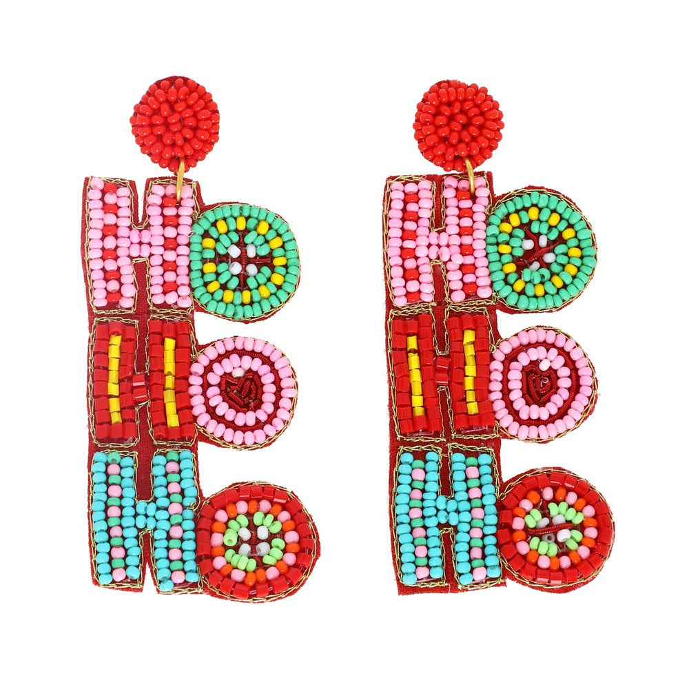 Colorful HoHoHo Beaded Earrings
