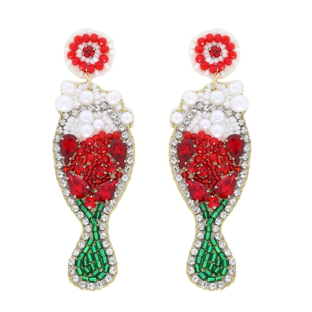 Christmas Cocktail Beaded Earrings