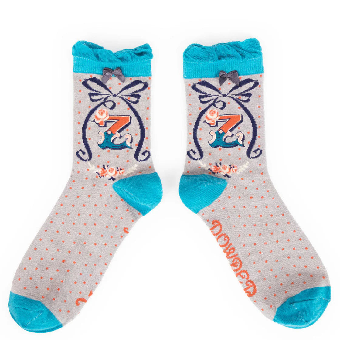 FINAL SALE Powder Initial Ankle Socks- F, I, N, O, Q, X, Y, Z