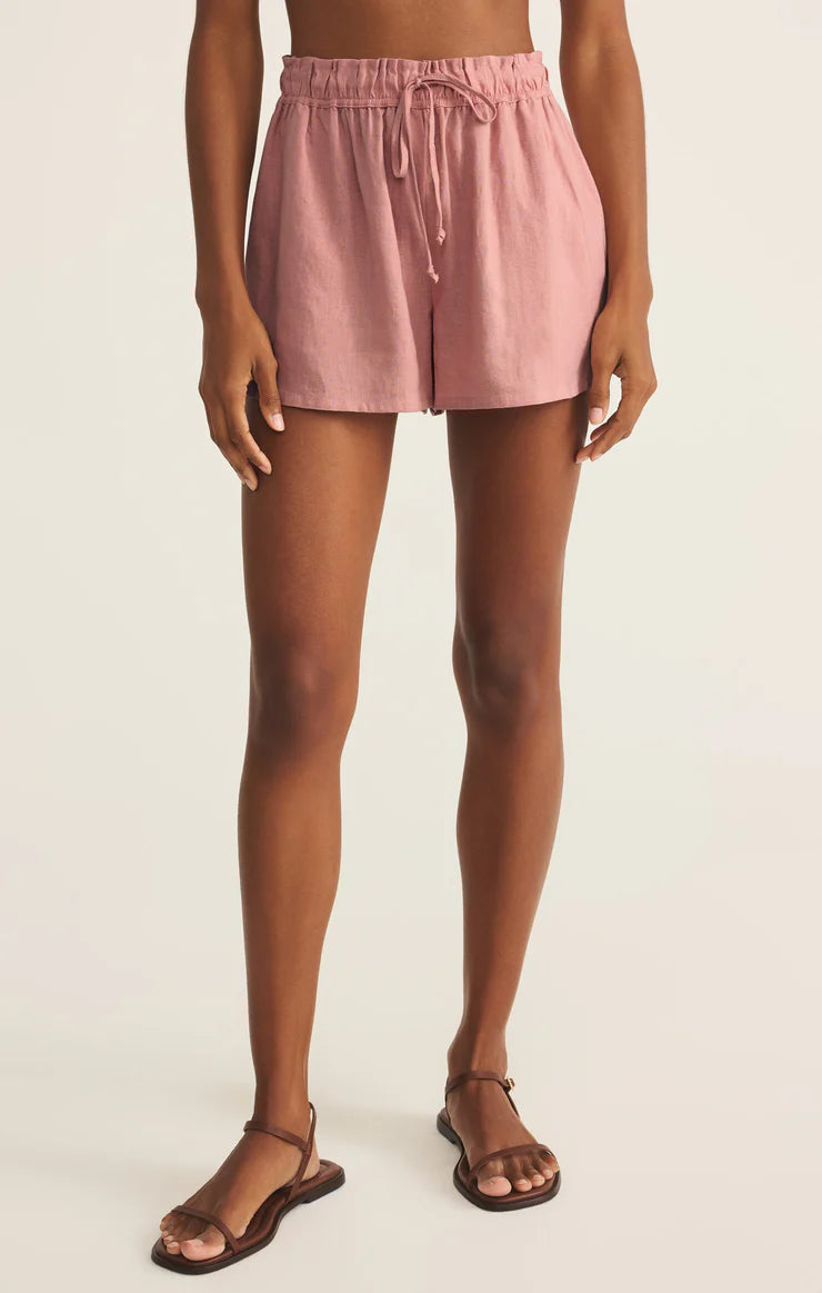 FINAL SALE Z Supply Perfect Linen Short - Pink Smoke