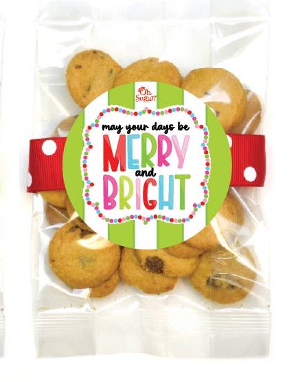 Christmas Choc. Chip Cookies (Pastel) Bags- Six Options