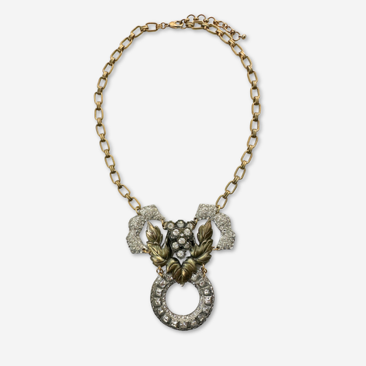 Lulu's Petal's Vintage Repurposed Rhinestone & Brass Statement Necklace