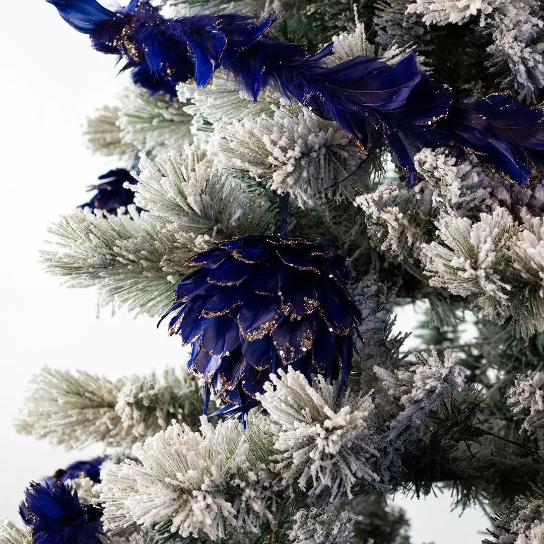 Navy Blue Feather Christmas Ornament