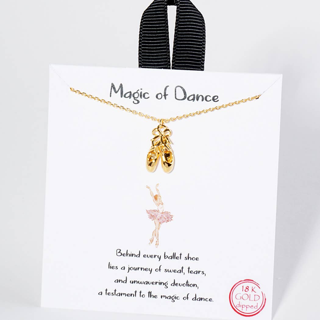 Magic of Dance / Ballet Shoe Necklace-Gold