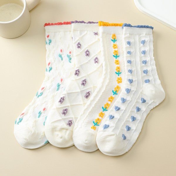 Flower Socks-Coral