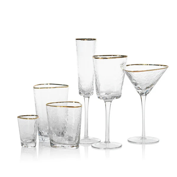 Zodax Aperitivo Gold Rimmed Triangular Glasses-Shot