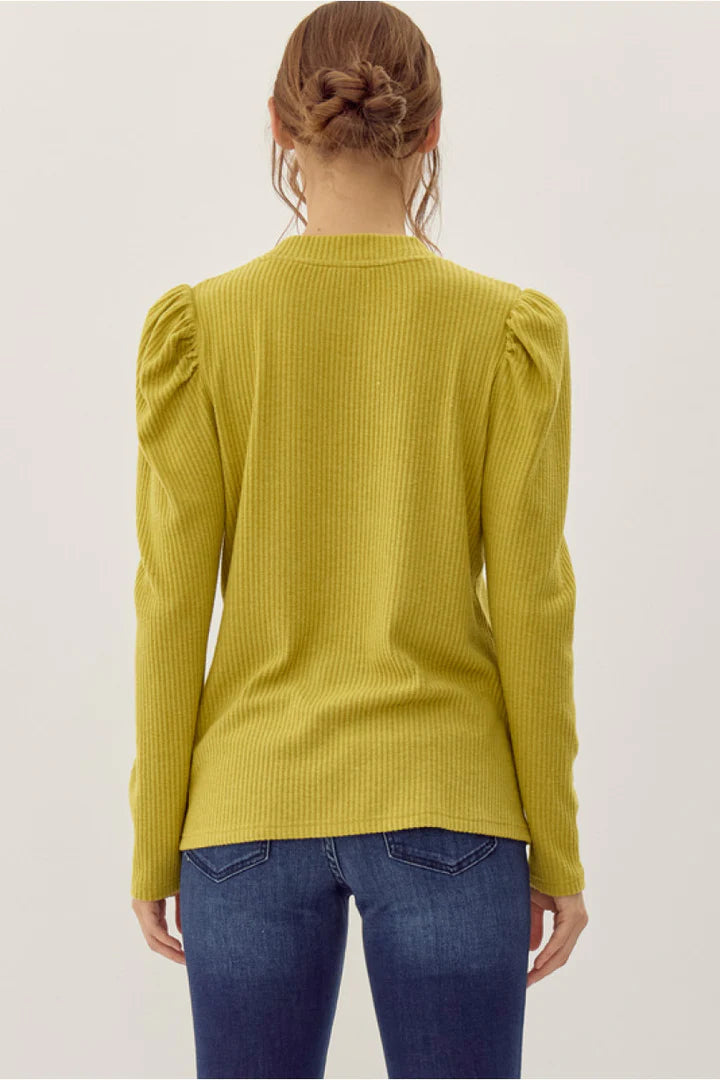 Avocado Ribbed U-Neck Top