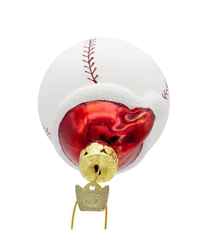 Noble Gems Baseball W/Santa Hat Ornament