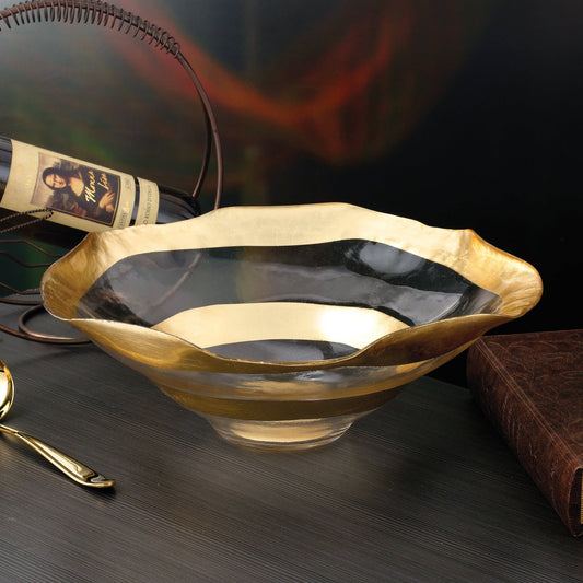 Large Gold-Edge Glass Bowl