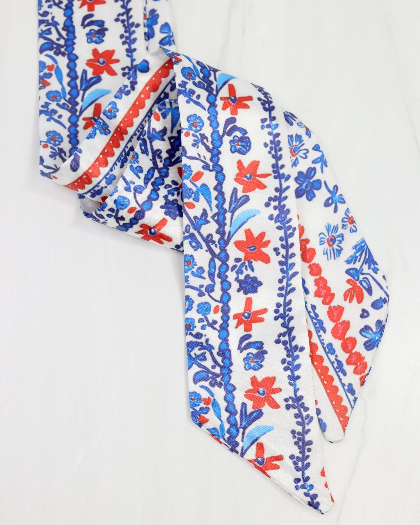 Serafina Floral Scarf-Navy/Red