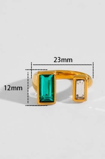 Emerald/Crystal Double Rhinestone Ring
