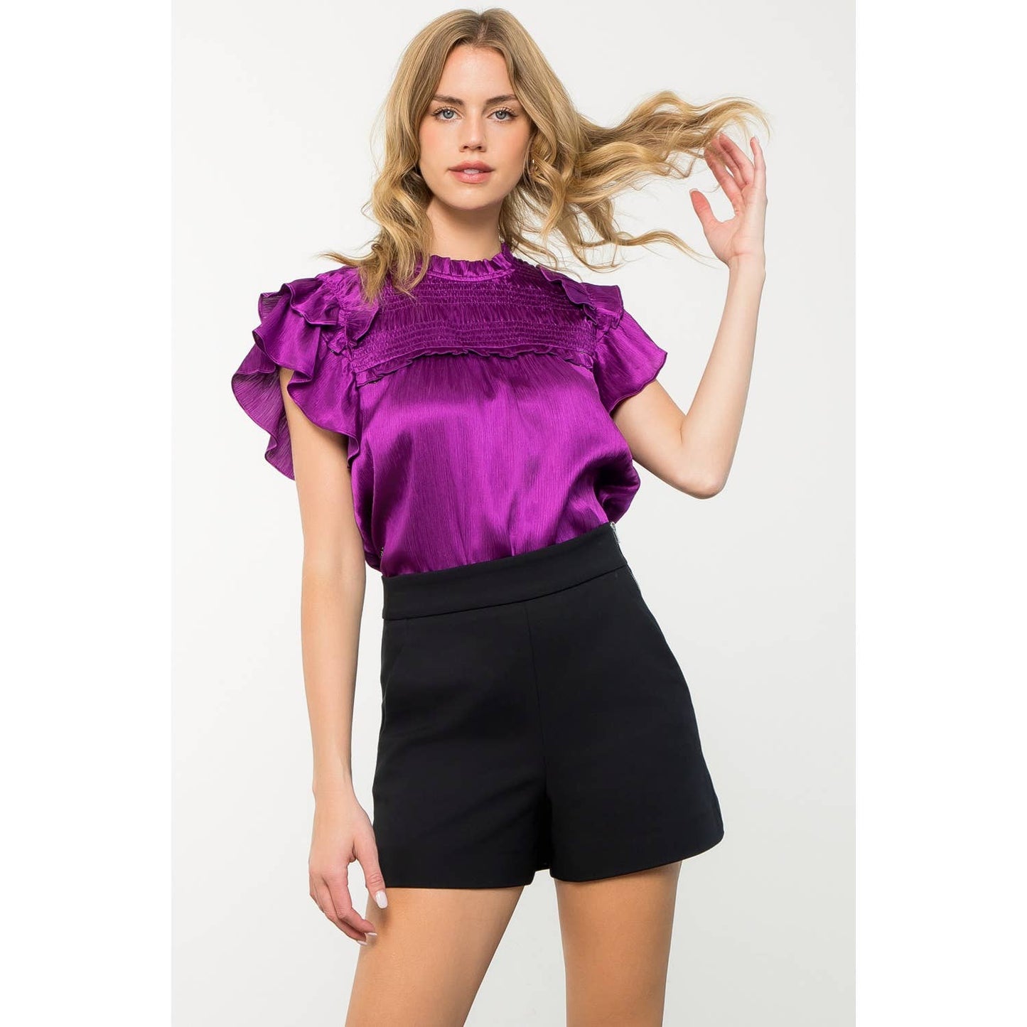Flutter Sleeve Glimmer Top