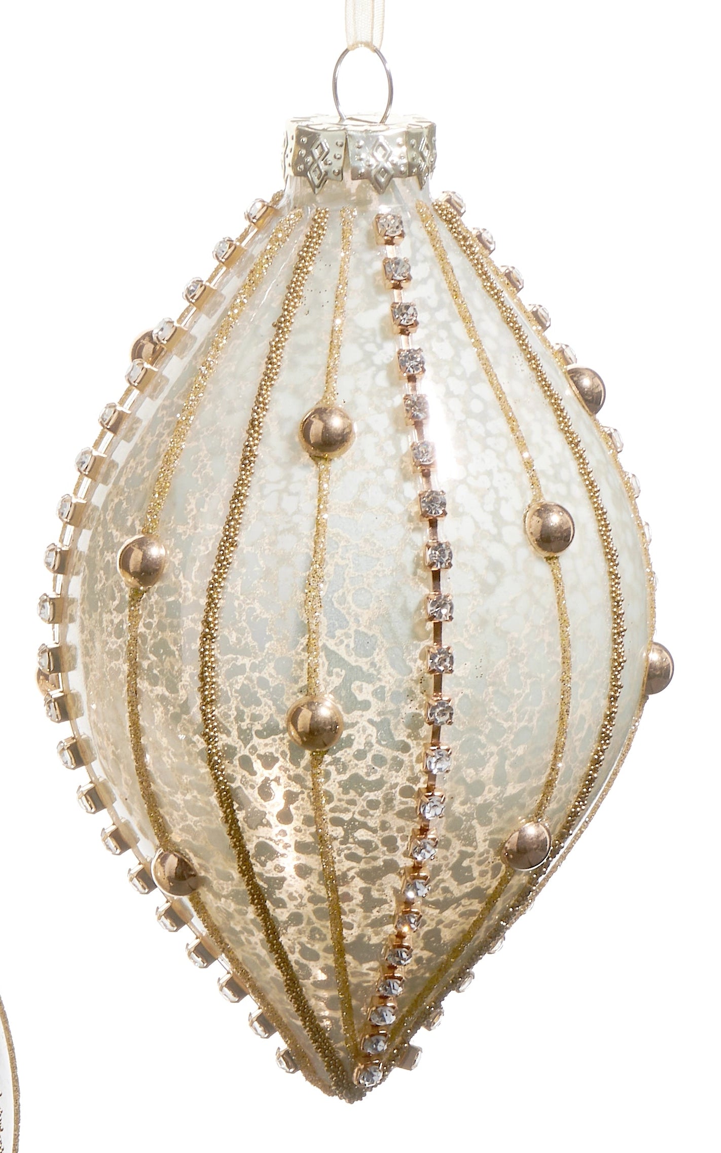 Gold Beaded Embellished Ornaments- Round, Finial