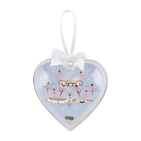 Ballerina Heart Ornament w/Rings- Blue
