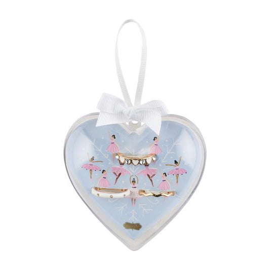 Ballerina Heart Ornament w/Rings- Blue