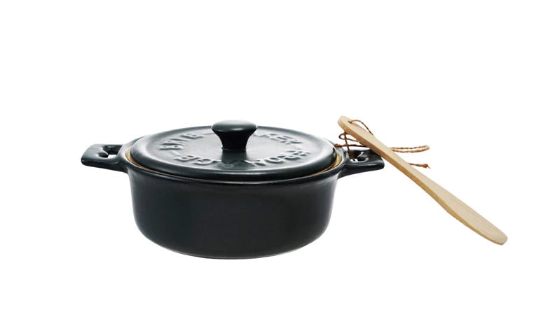 Stoneware Brie Baker w/Bamboo Spreader