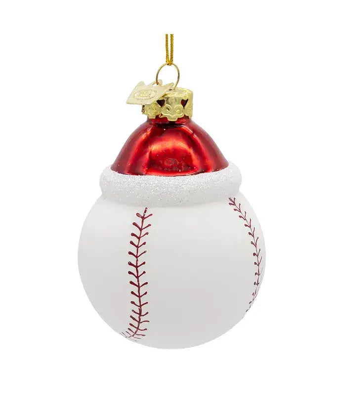 Noble Gems Baseball W/Santa Hat Ornament