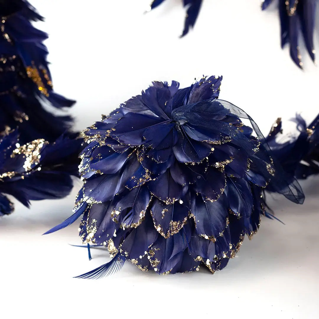 Navy Blue Feather Christmas Ornament