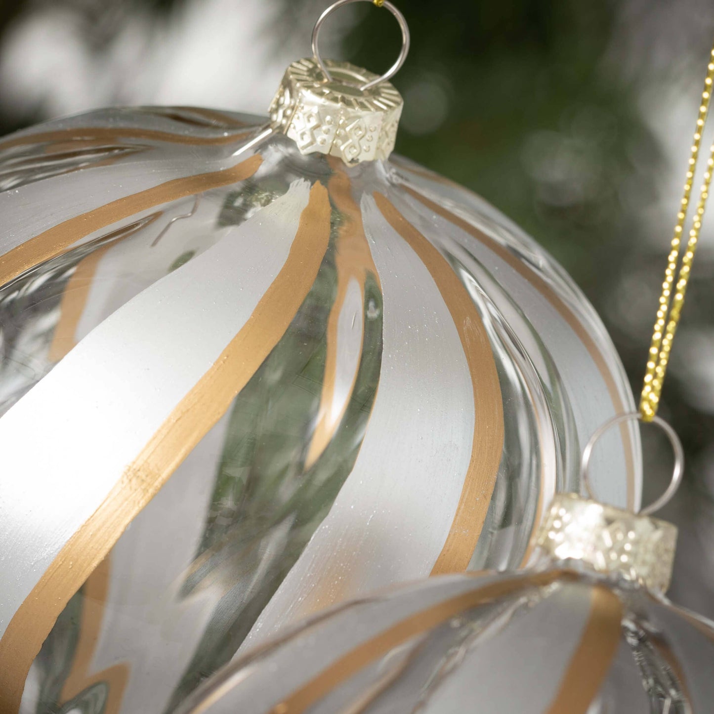 Silver Gold Striped Ornament