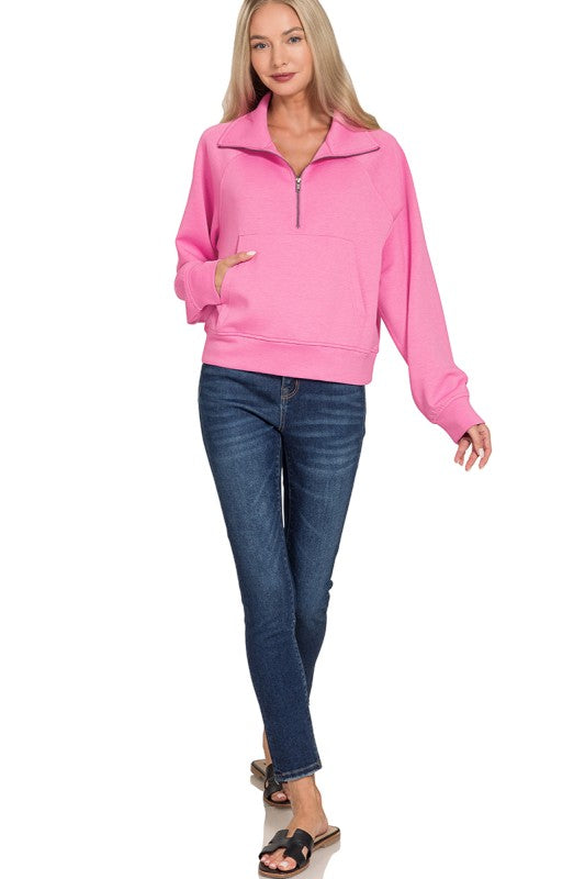 Half Zip Pullover- Candy Pink
