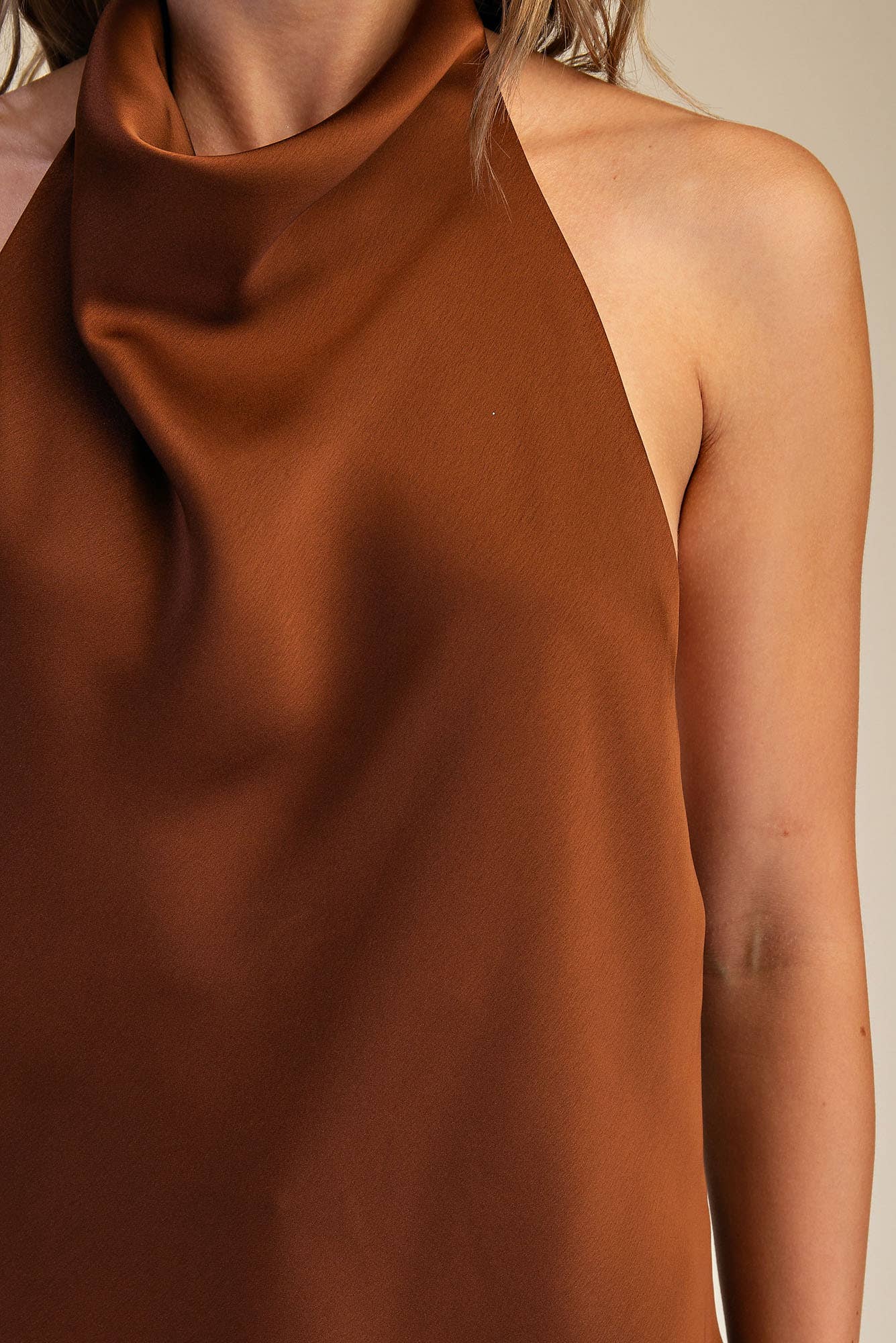 Halter/Cowl Neck Satin Top