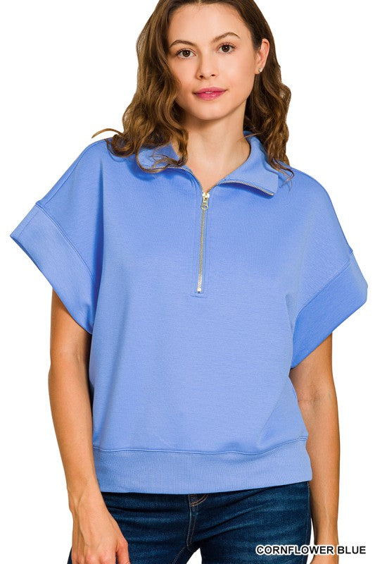 Scuba Half-Zip Pullover-Cornflower Blue