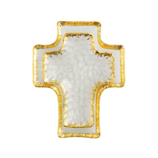 Gold Edge Cross Tidbit Tray- Small, Large