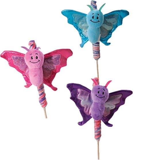 Lollyplush Butterfly w/Rainbow Lollipop-Blue, Purple, Pink
