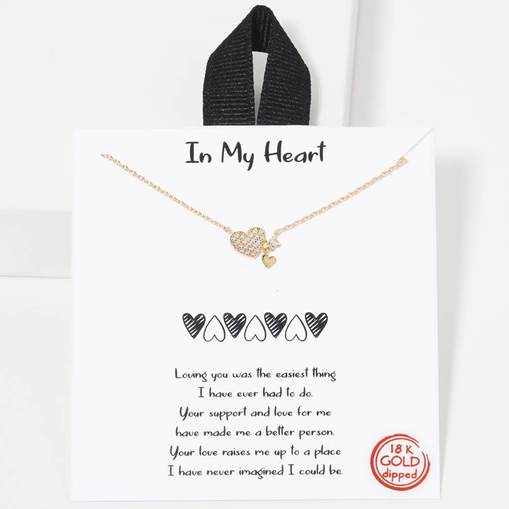 In My Heart /Pave Heart Charm Pendant Necklace