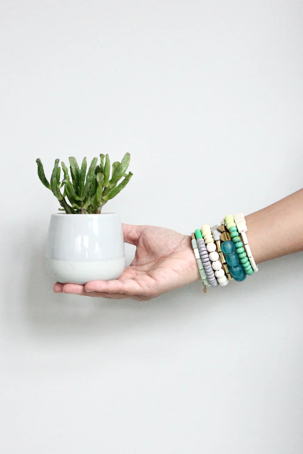 David Aubrey- Aqua, Green, Gray, and White Wrap Bracelet