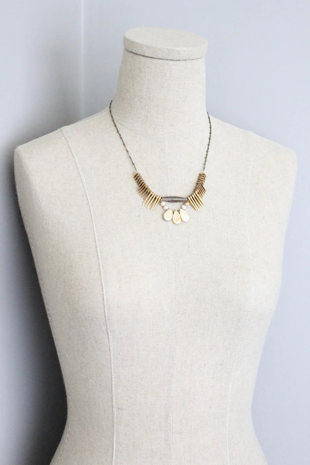 FINAL SALE David Aubrey- Athena Pearl and Smokey Quartz Necklace