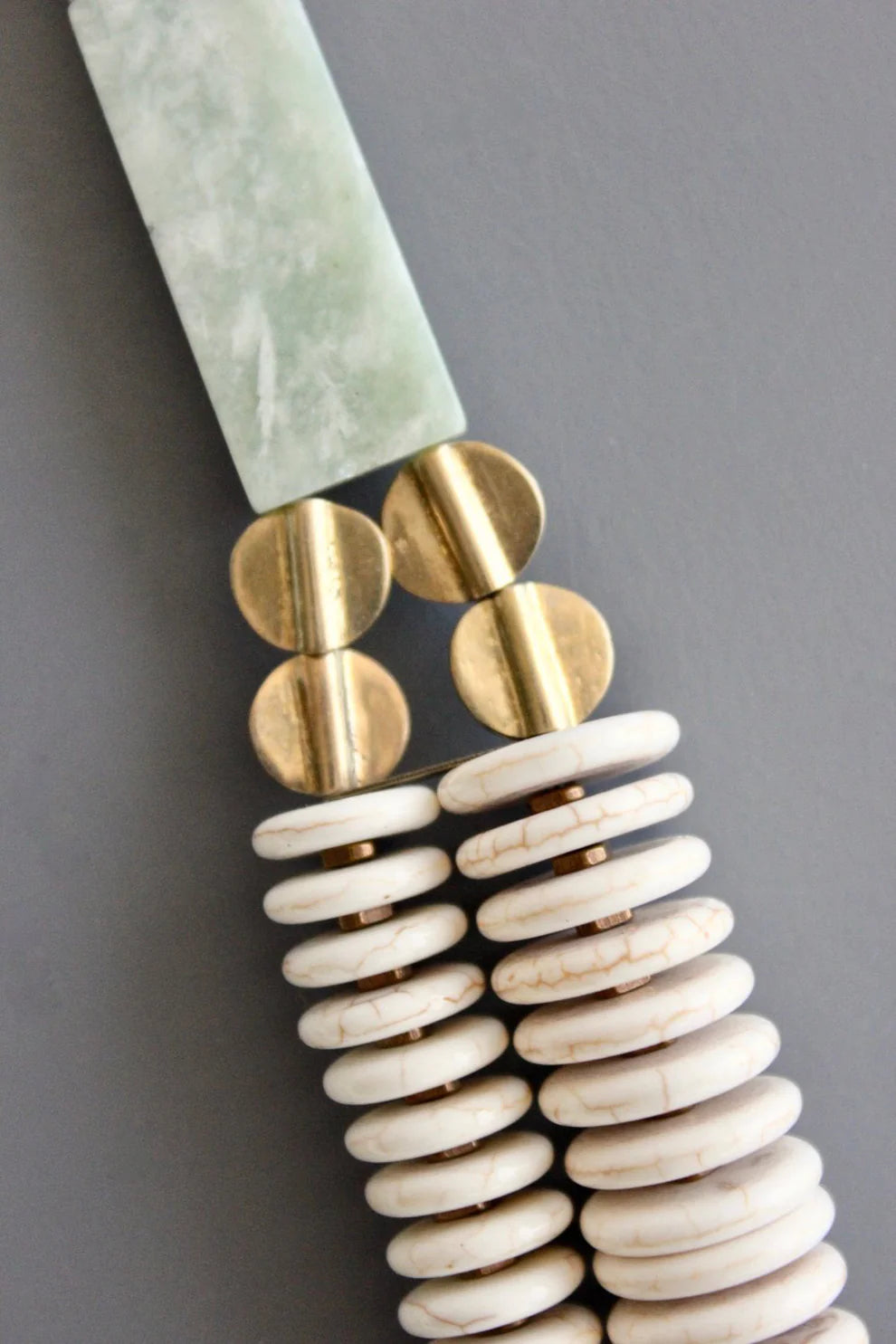 David Aubrey- Double Strand Necklace with Magnesite, Brass