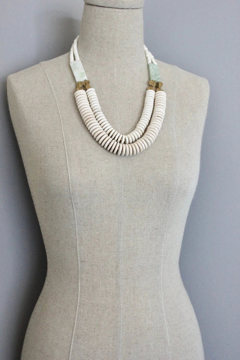 David Aubrey- Double Strand Necklace with Magnesite, Brass