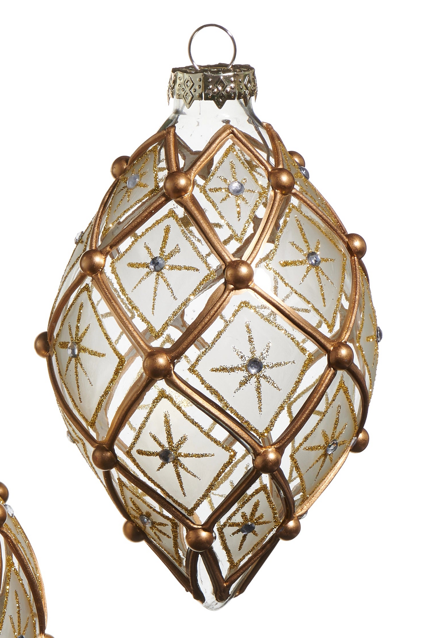 White/Gold Deco Ornaments- Round, Finial