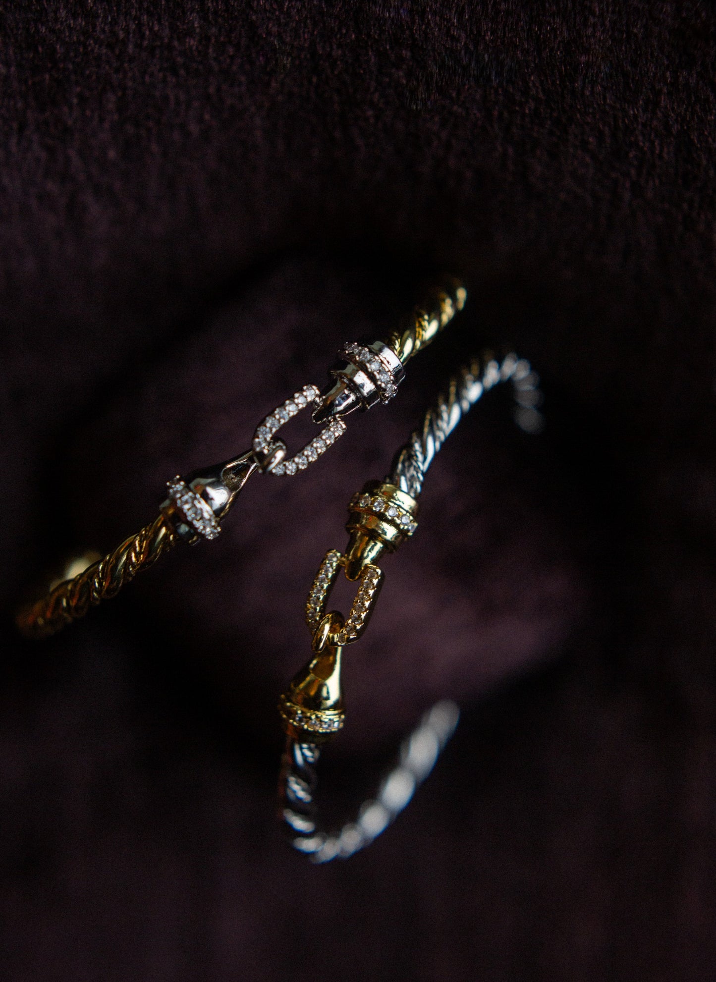 Dixie Two-Toned Bangle Bracelet- Silver
