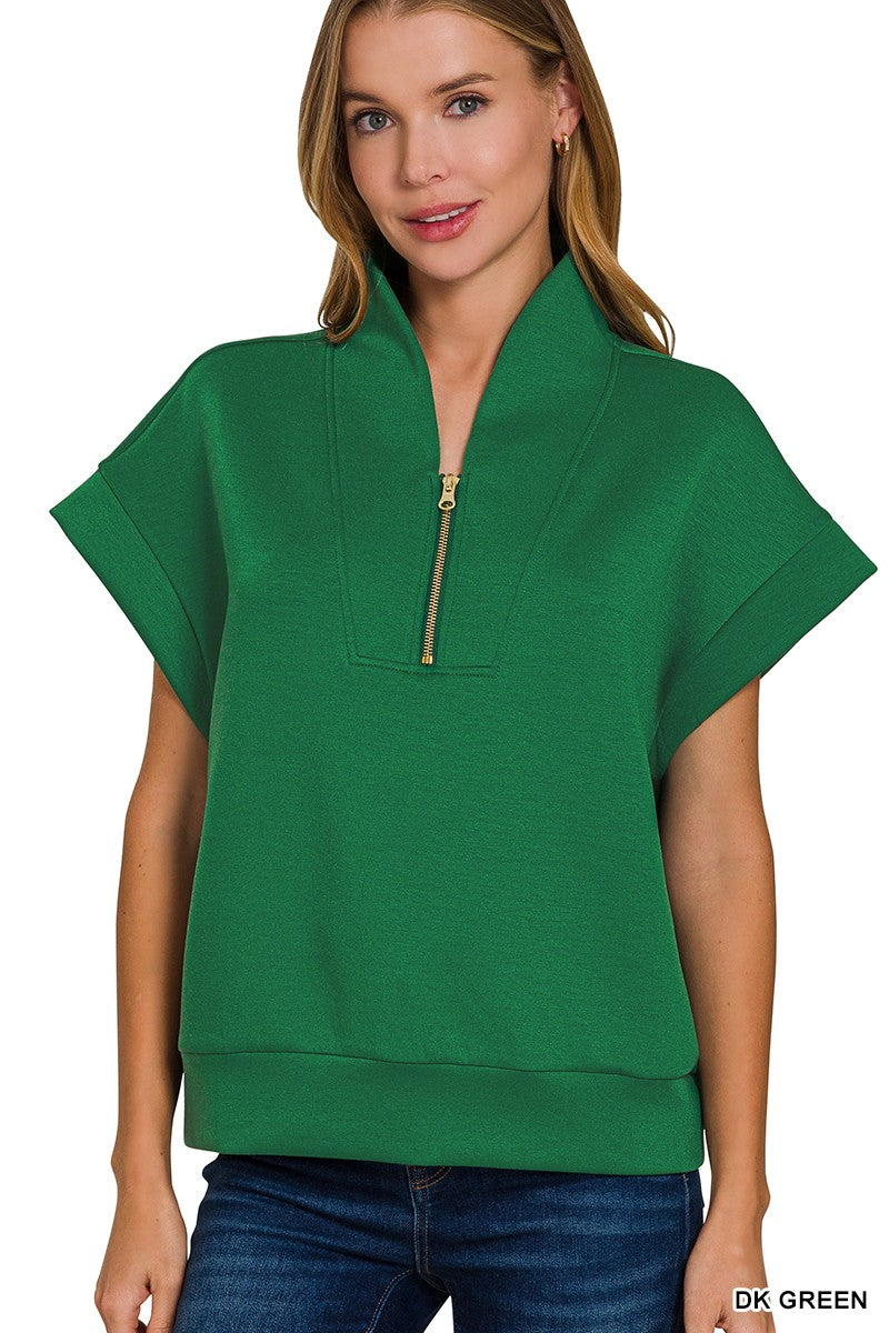 Scuba High Neck, Half-Zip Vest-Hunter Green