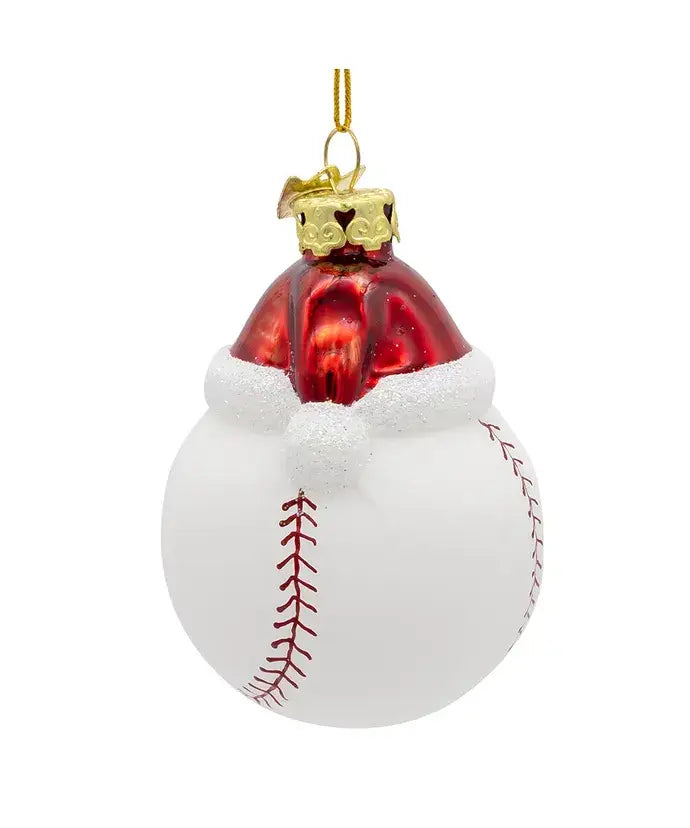 Noble Gems Baseball W/Santa Hat Ornament