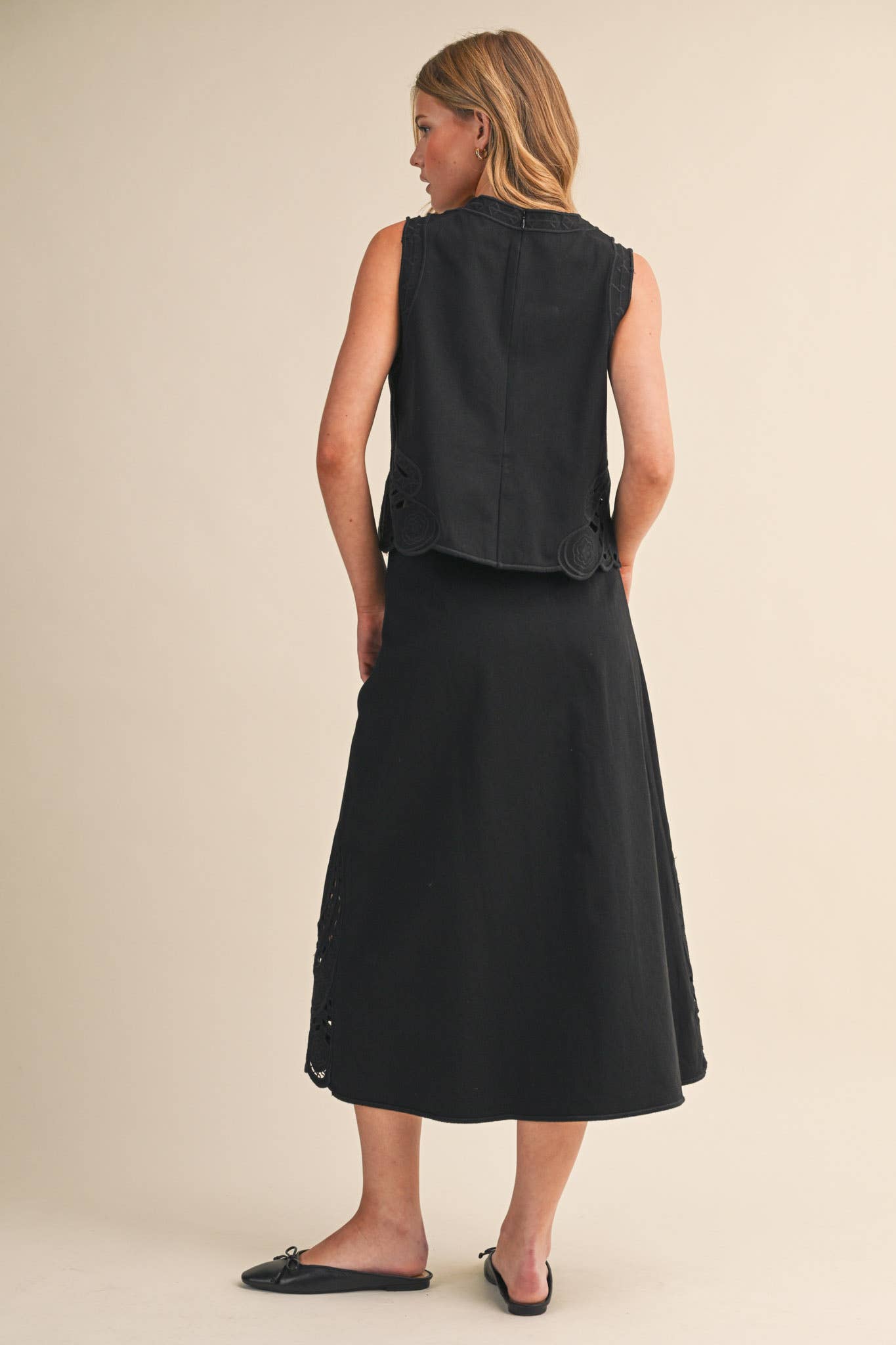 Embroidered Top & Midi Skirt Set