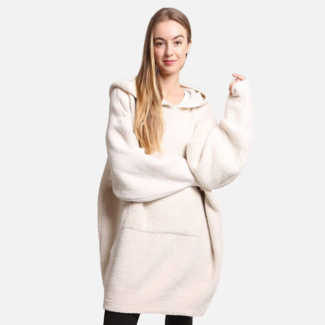 Blanket Hoodie w/Pocket- Ivory