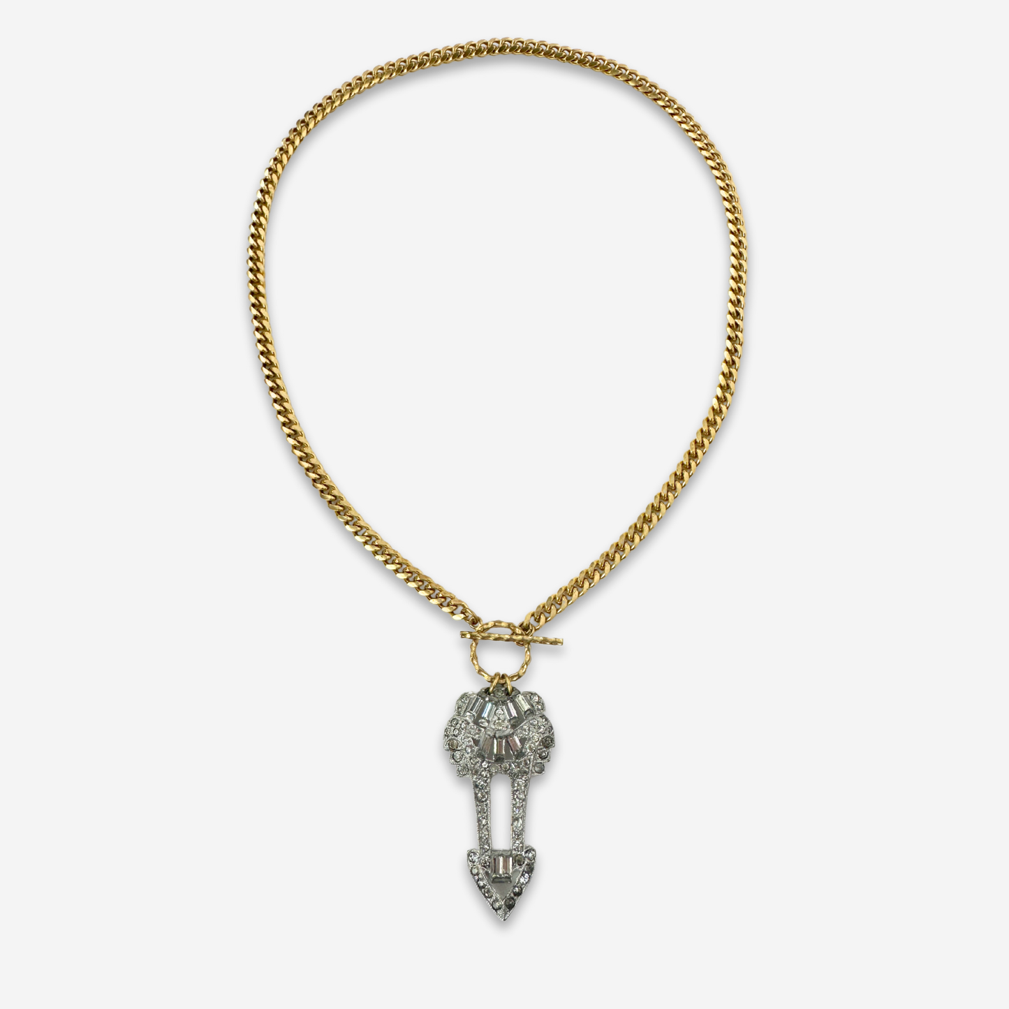 Lulu's Petal's Vintage Art Deco Rhinestone Pendant Necklace