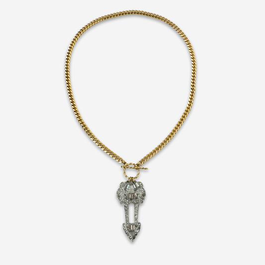 Lulu's Petal's Vintage Art Deco Rhinestone Pendant Necklace