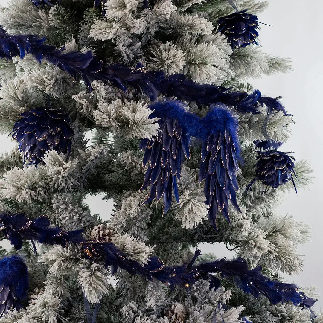 Navy Blue Feather Christmas Ornament