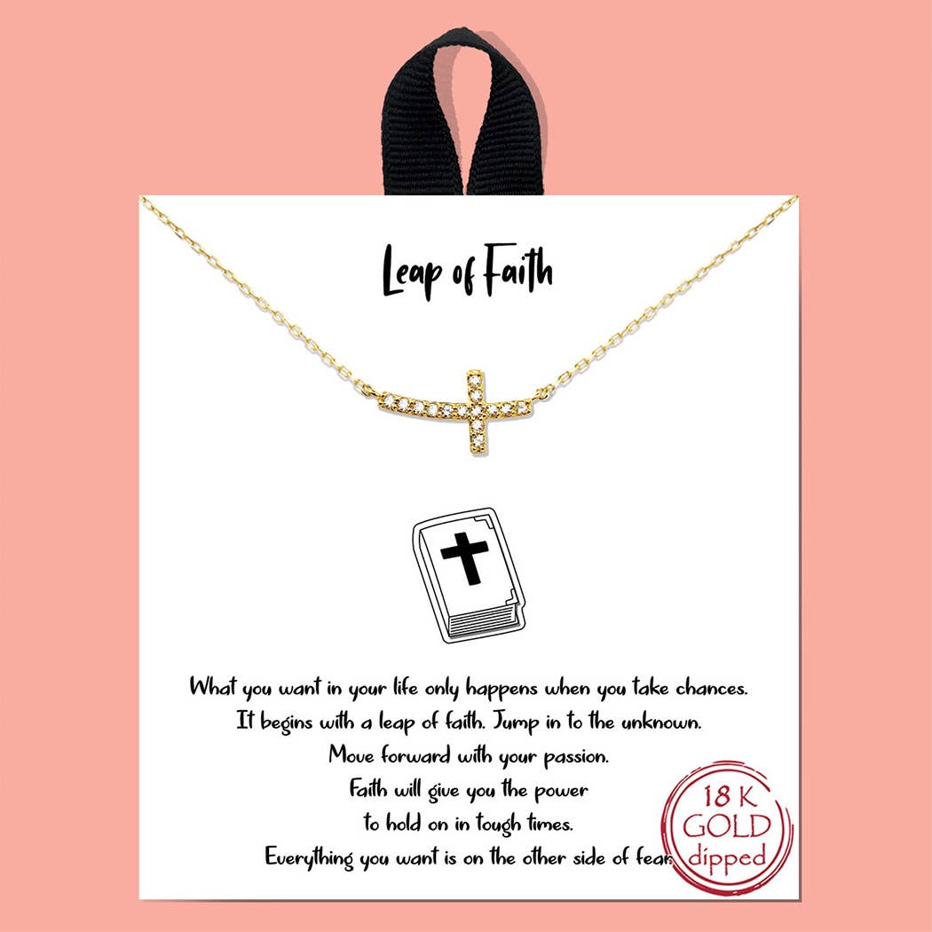 CZ Gold-Dipped Cross Necklace: GDCRY / ONE SIZE