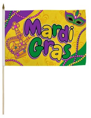 12"x18" Mardi Gras Stick Flag